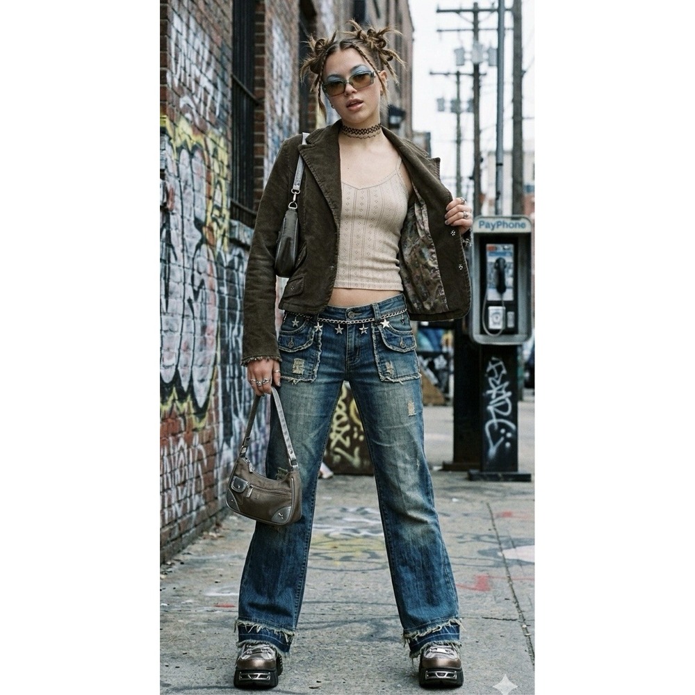 Vintage Y2K d.jeans Corduroy Cropped Jacket Brown Boho Whimsigoth Floral Lining